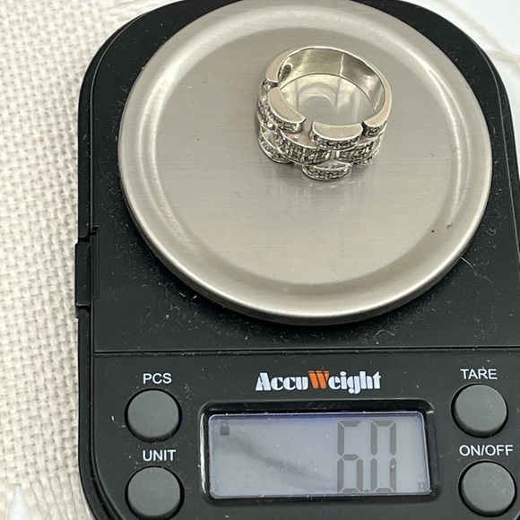 Bold Vintage 925 DQ CZ Statement Ring Size ~5.5 - Picture 3 of 15